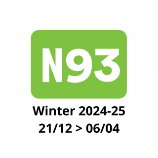 Timetable line N93 - winter 2024-25 - 21/12 to 06/04