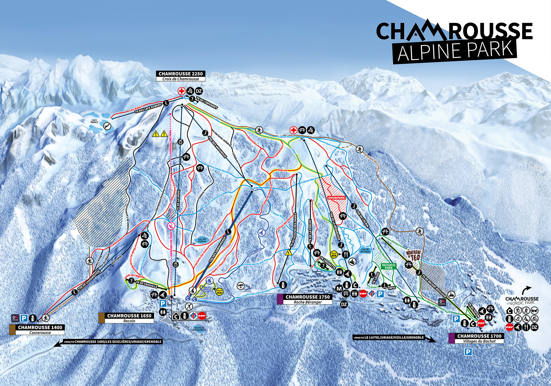 Plan des pistes alpin Chamrousse 2024-2025