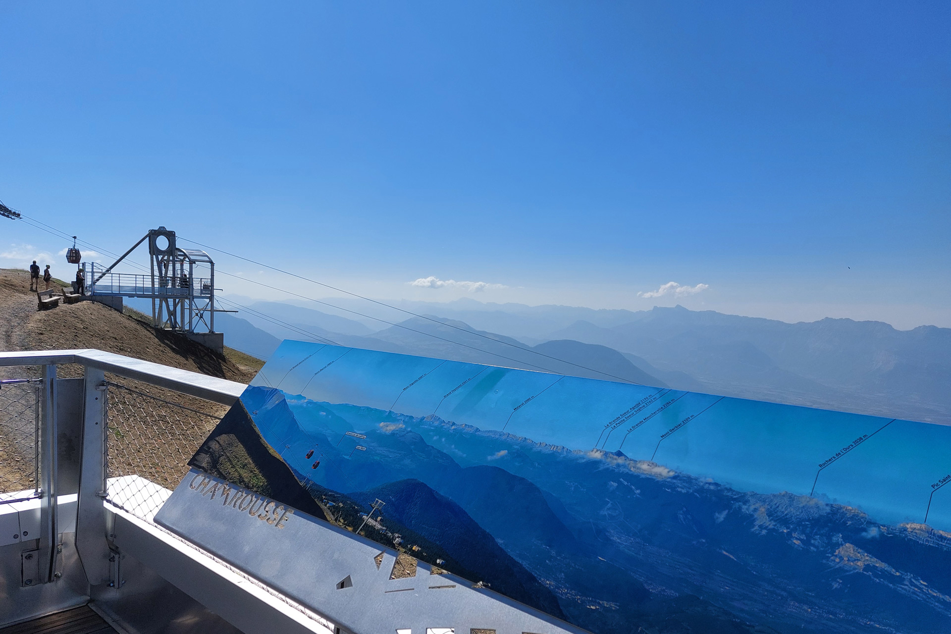 Chamrousse test giant zip line experience Adrenaline Park rooftop sign mountain vercors summer resort grenoble belledonne isere french alps france - © EM - OT Chamrousse