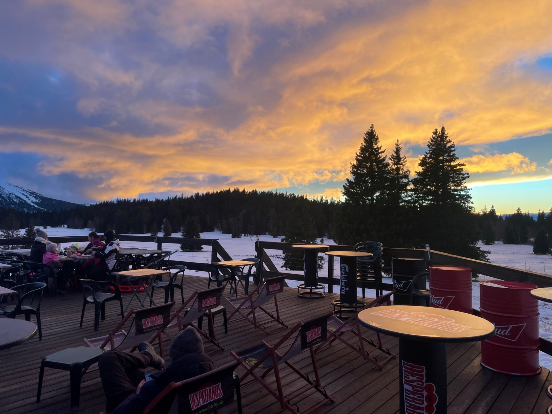 Sunset at La Salinière restaurant in Chamrousse