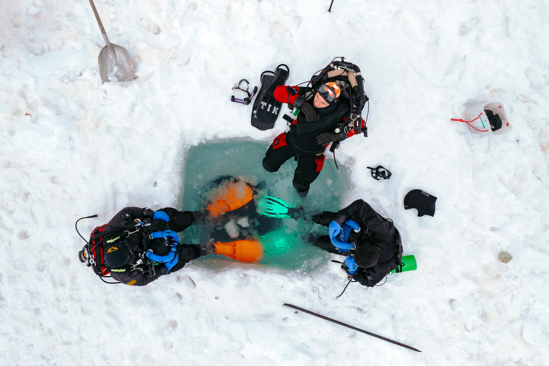 Chamrousse ice diving snow lakes Robert divextreme winter ski resort mountain grenoble isere french alps france - © Pierre Muller