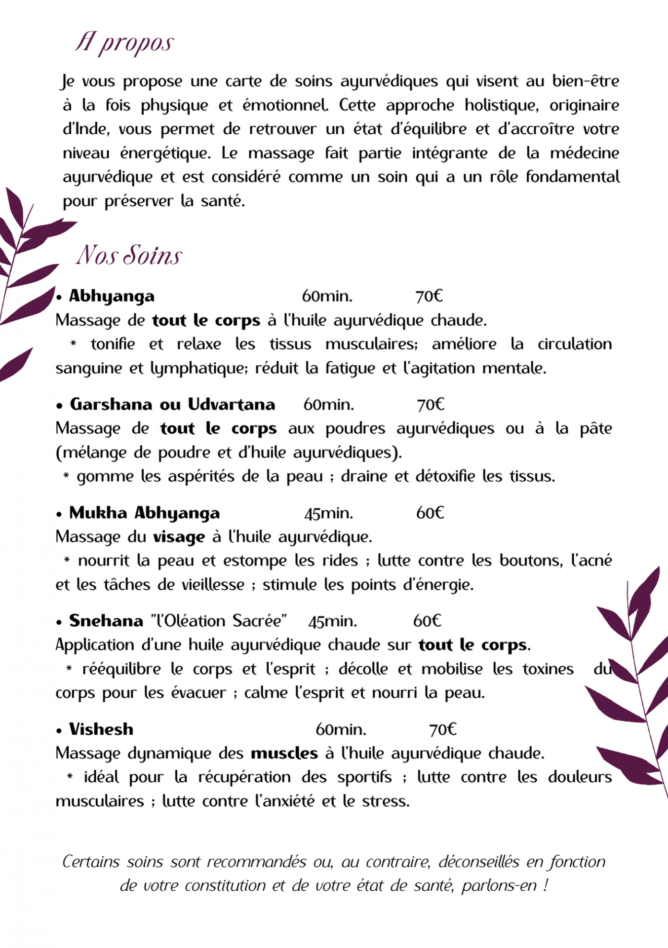 Sakti - Ayuverdique Massage flyer verso