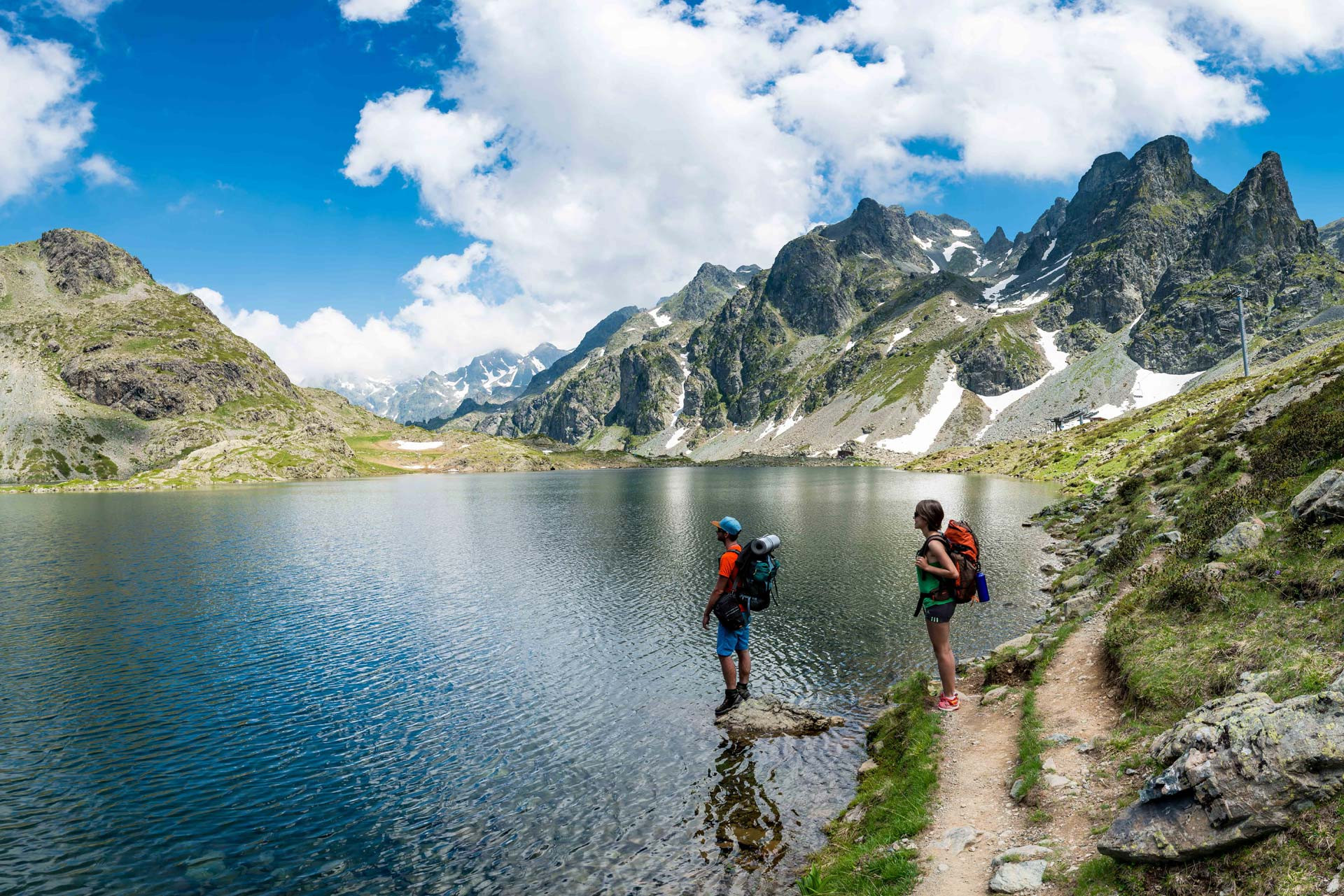 Chamrousse summer lake hike couple mountain resort grenoble isere french alps france