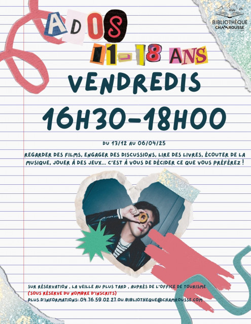 Créneau adolescent ludothèque / bibliothèque Chamrousse